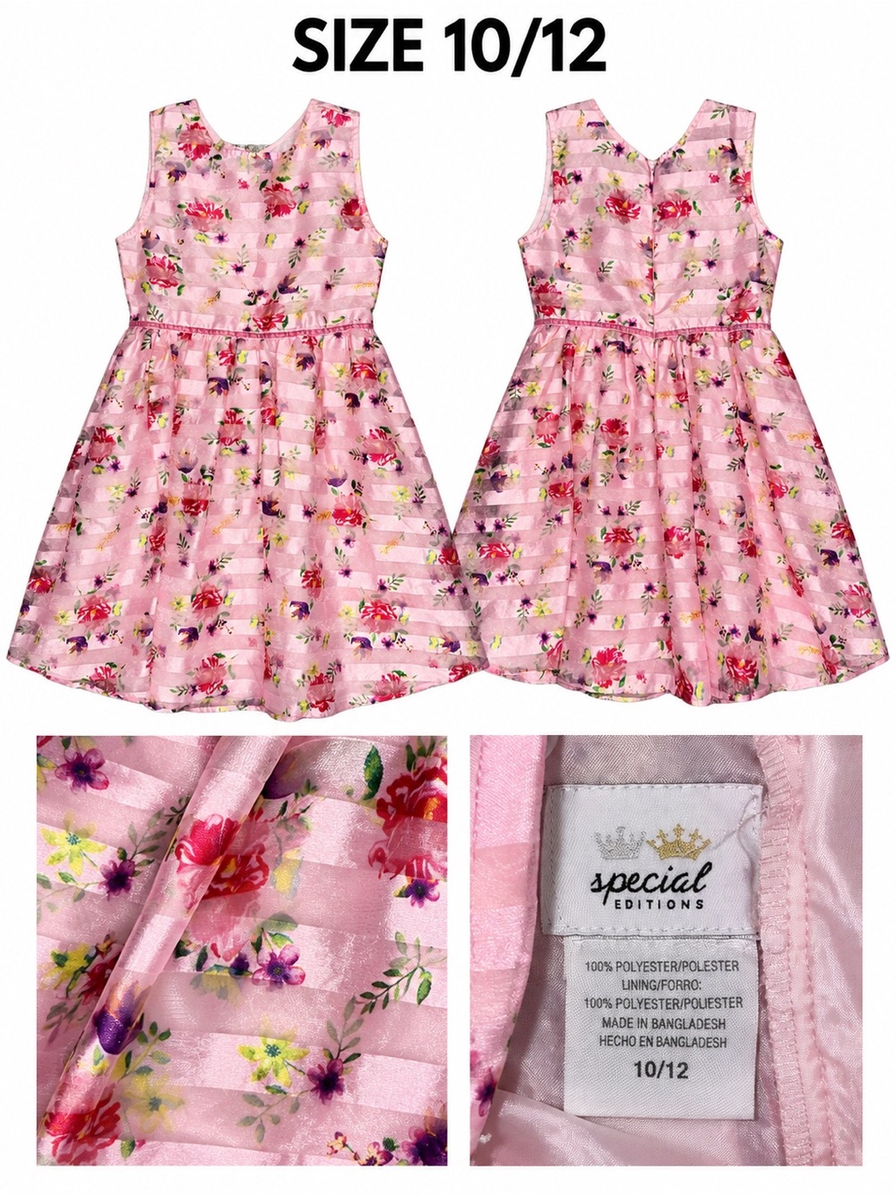 Pink Floral Girls' Party Dress